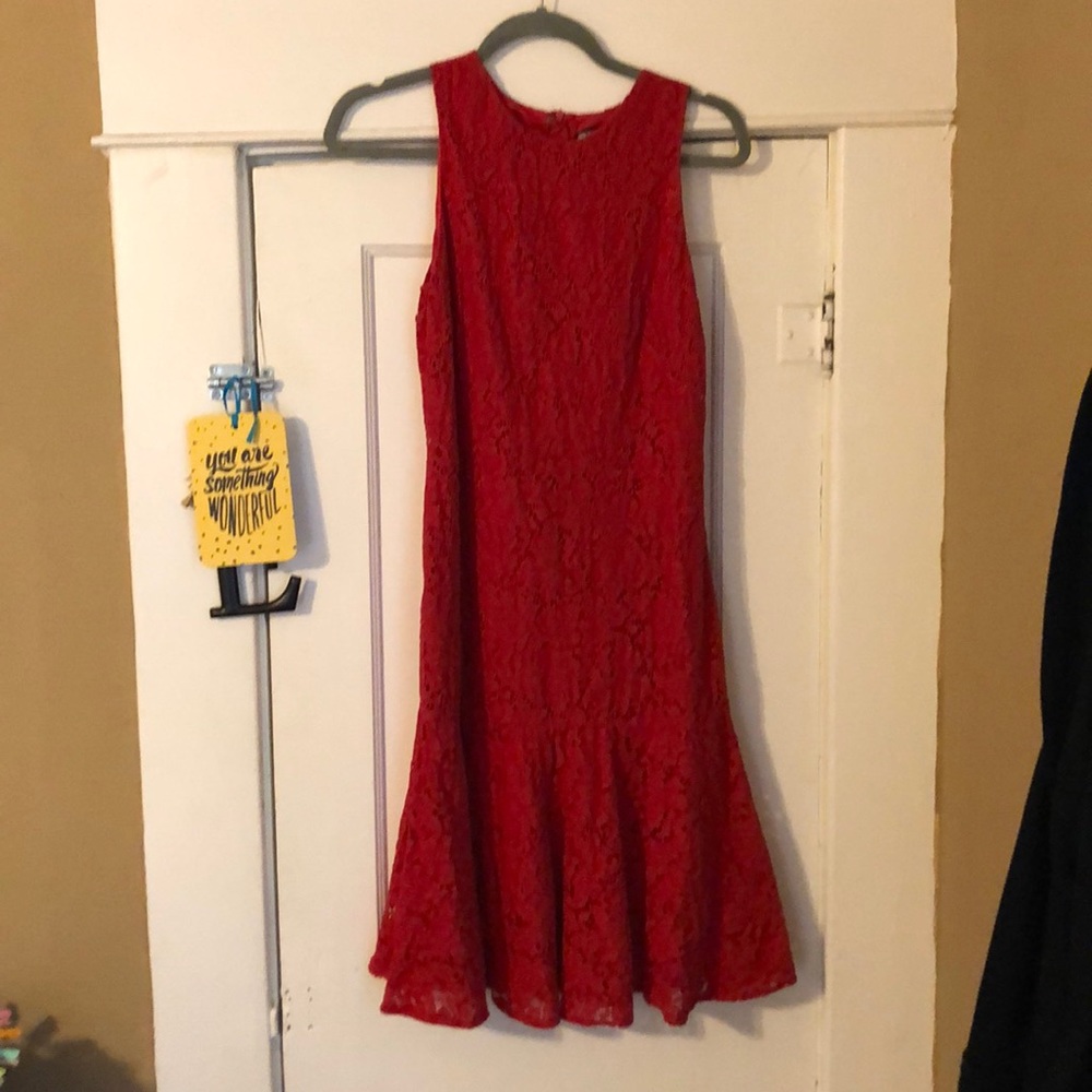 Red Lace fit and flare dress